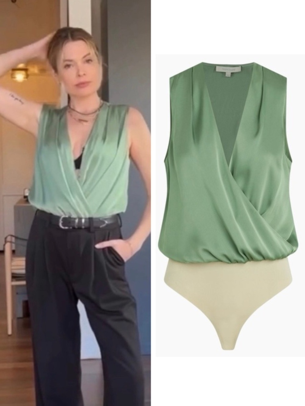 Favorite Daughter Date Sleeveless Bodysuit in Basil